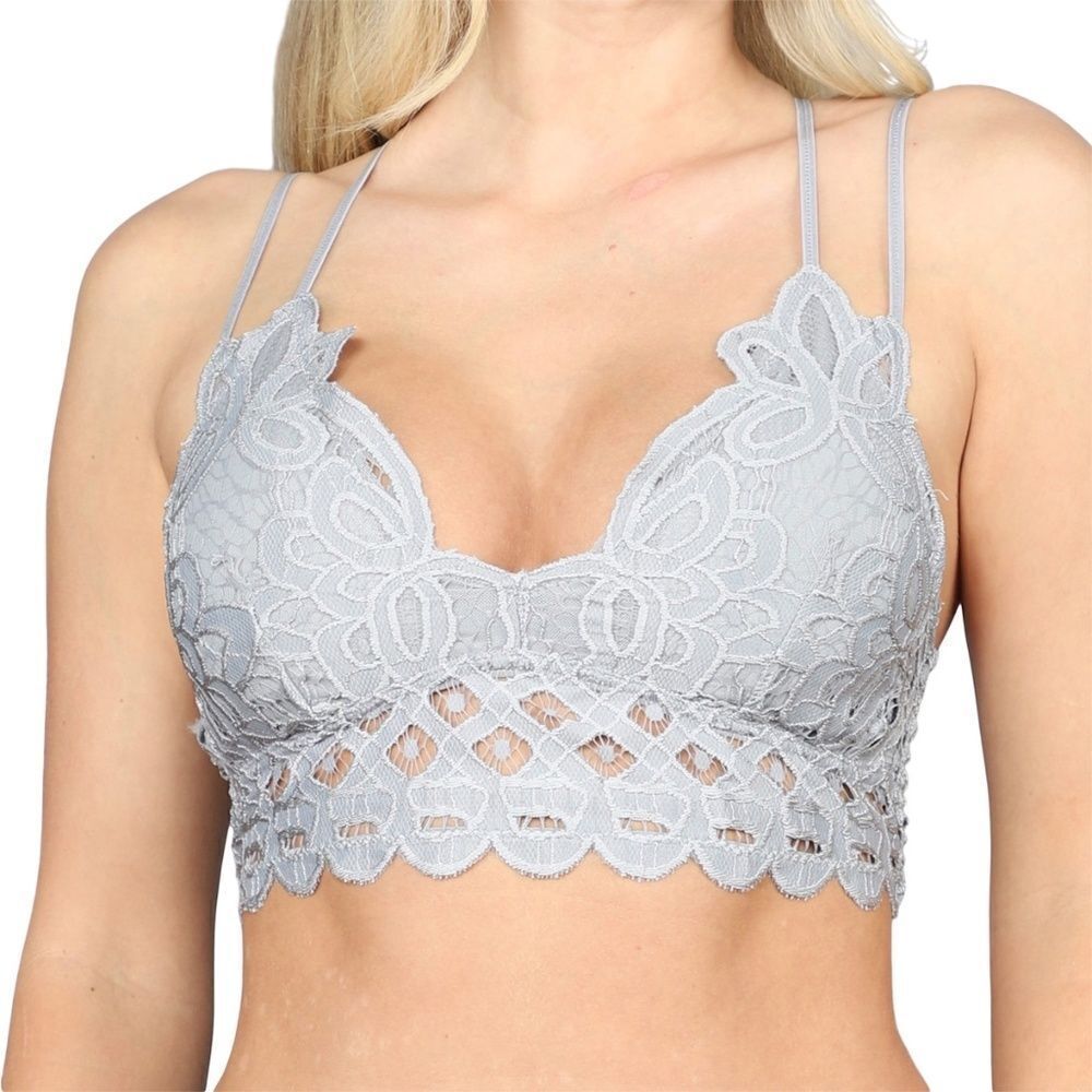 Light Gray - Crochet Lace Bralette